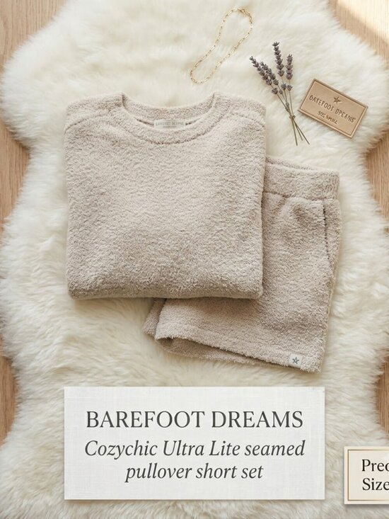 Barefoot Dreams Other - Barefoot Dreams CozyChic Ultra Lite Pullover Short Set Size Small